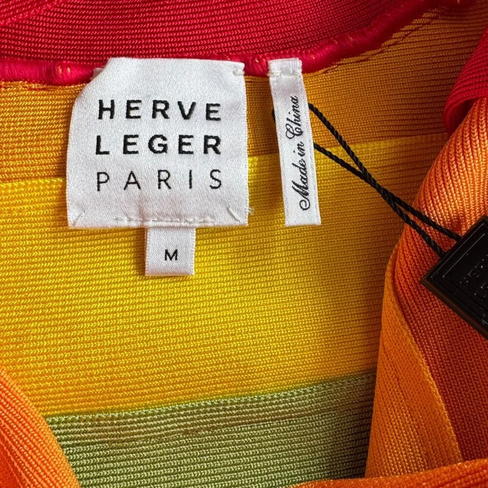 HERVE LEGER Rainbow Pride Bandage Dress Womens M NWT Bodycon Limited Edition NEW - Picture 6 of 13